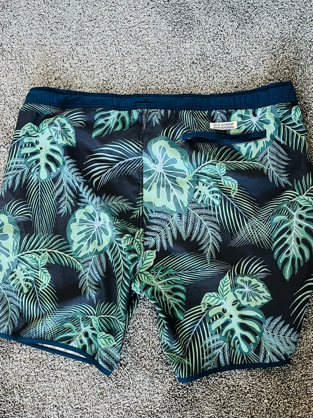 Fair Harbor Men's Tropical Leaf Board Shorts - Green & Black